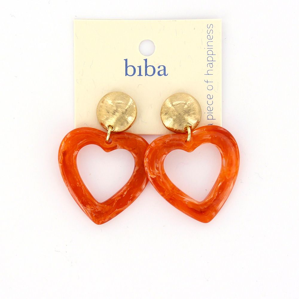 Biba oorbellen Heart Orange - 82821