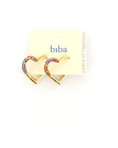 Biba oorbellen Crystal Heart Rainbow - 82948