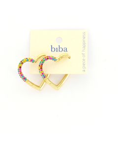 Biba oorbellen Crystal Heart Rainbow - 82949