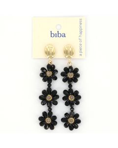 Biba oorbellen Flowers Black - 83318