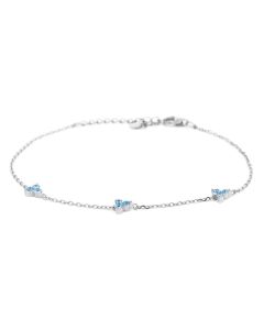 Karma Bracelet Zirconia Triple Dots Light Blue - Silver