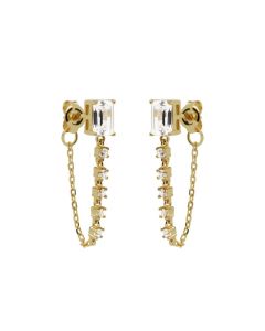 Karma Chain Zirconia Earstuds Triple - Gold Color