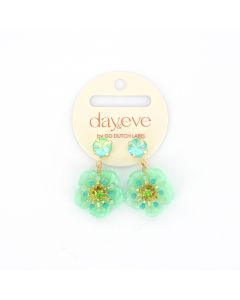 Day&Eve Pearly Flower oorbellen - E4031-Groen