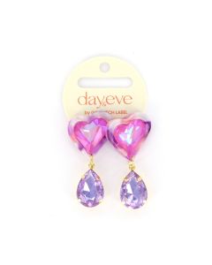 Day&Eve Heart Drop oorbellen - E4117-Paars