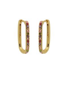 Plain Hinged Hoops Zirconia Fushion - Gold Color