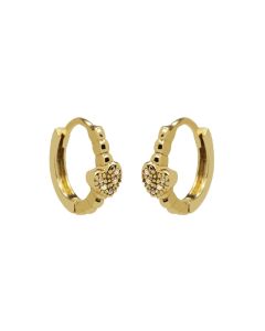 Zirconia Hinged Hoops Heart Dots - Gold Color