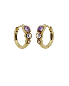 Karma Hinged Hoops Holly Lavender - Gold Color