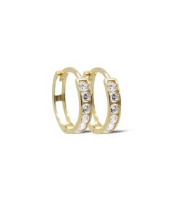 Karma Hinged Hoops Plain Zirconia - 14K Gold