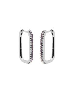 Plain Hinged Hoops Zirconia Lavender Lila - Silver