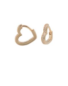 Plain Zirconia Hinged Hoops Heart - Rose