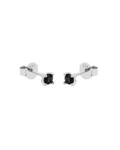 Karma Symbols Black Round Zirconia - Silver