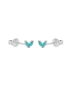 Karma Symbols Tiny Double Leaves Turquoise - Silver