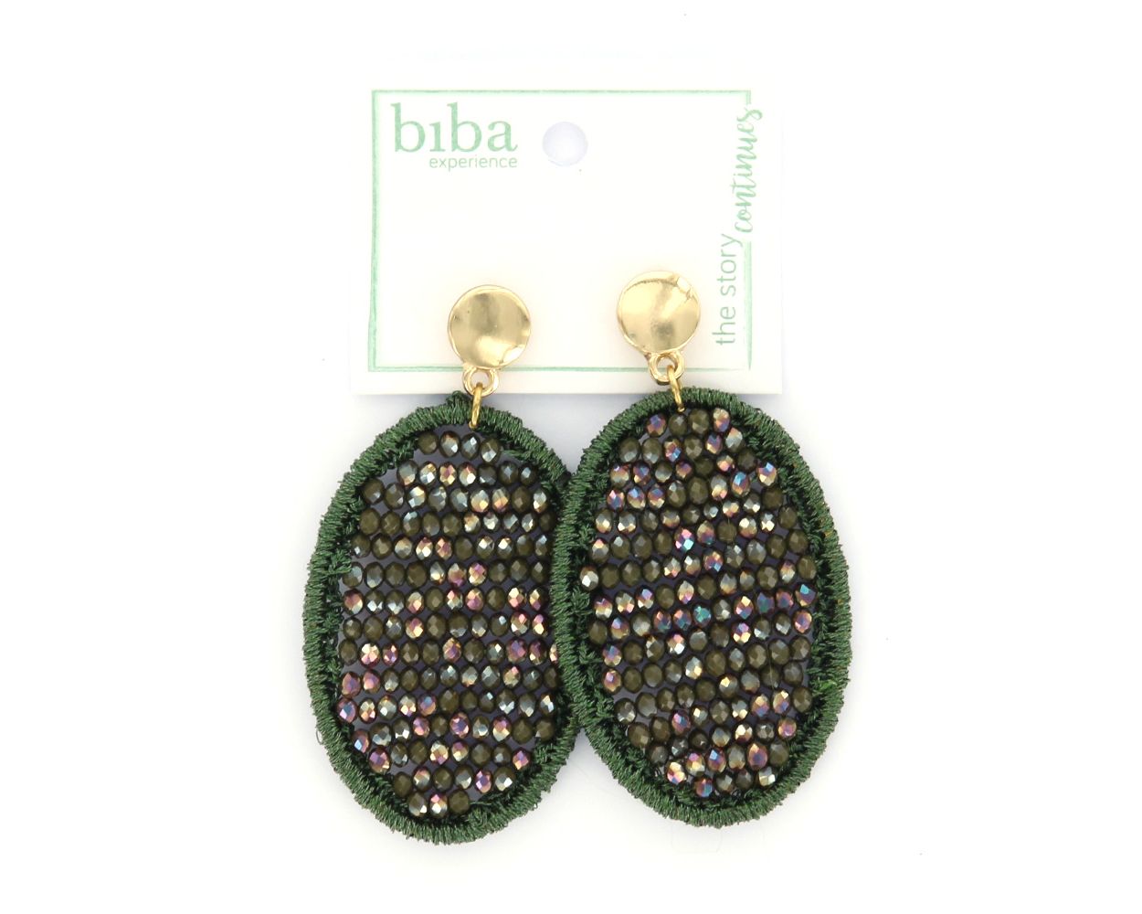 Biba oorbellen Facet Crystals Dark Green - 81050