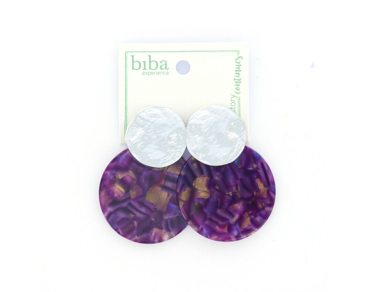 Biba oorbellen Marble Disc Purple - 81116