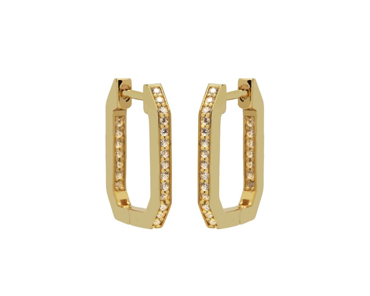 Plain Hinged Hoops Emerald Shaped Goldplated 