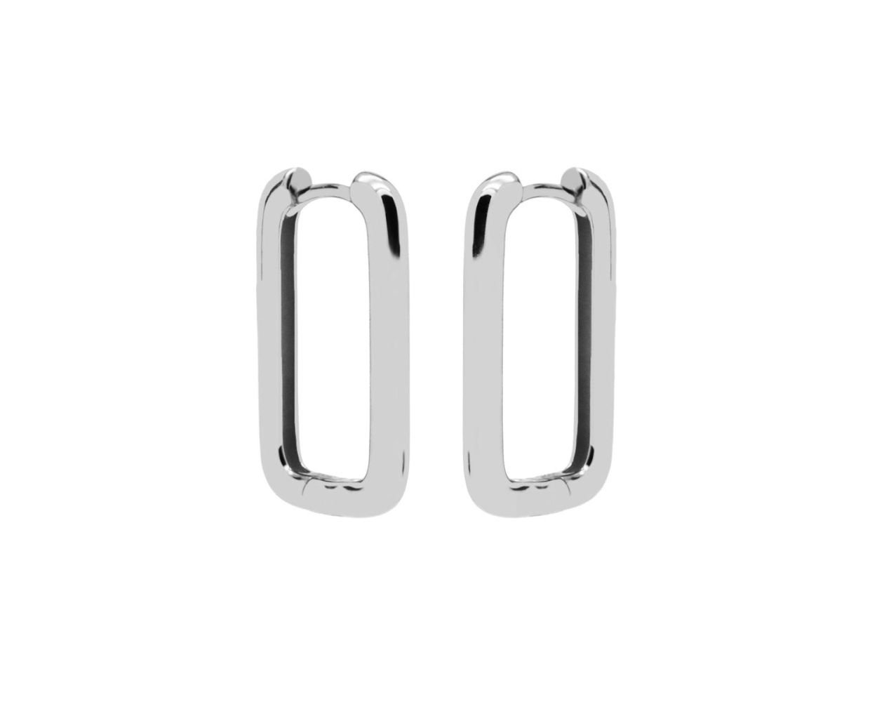 Plain Hinged Hoops Big XL Round Square  - Silver