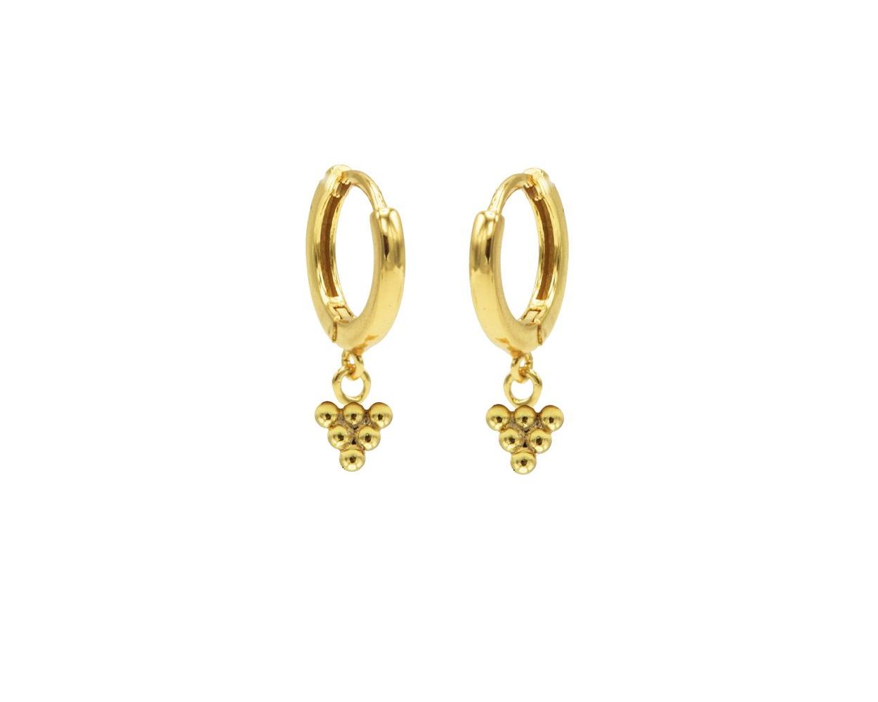 Hinged Hoops 6 Dots - Gold Color