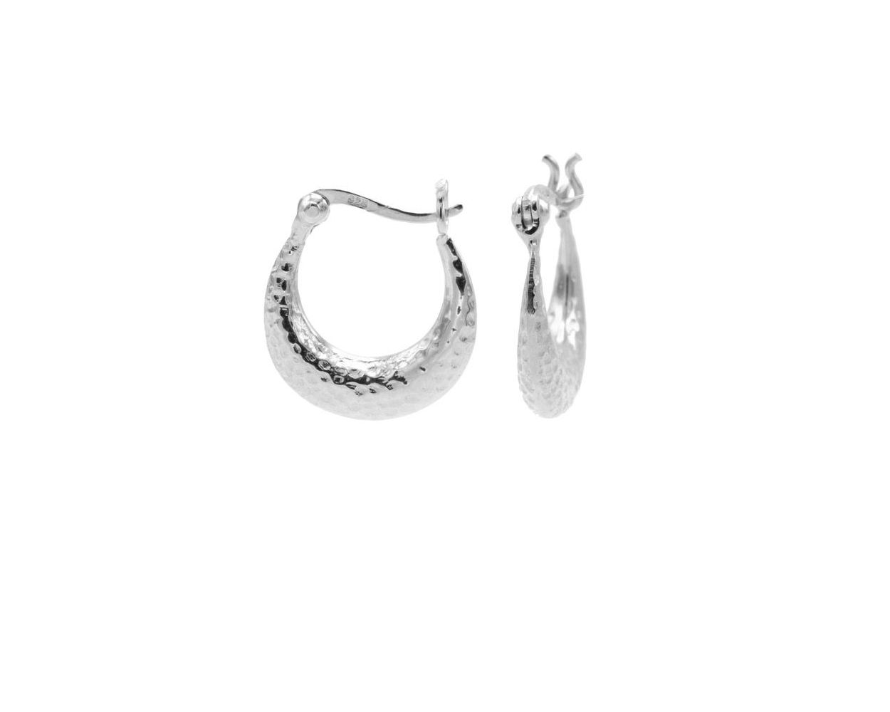 Plain Hoops Hammered - Silver