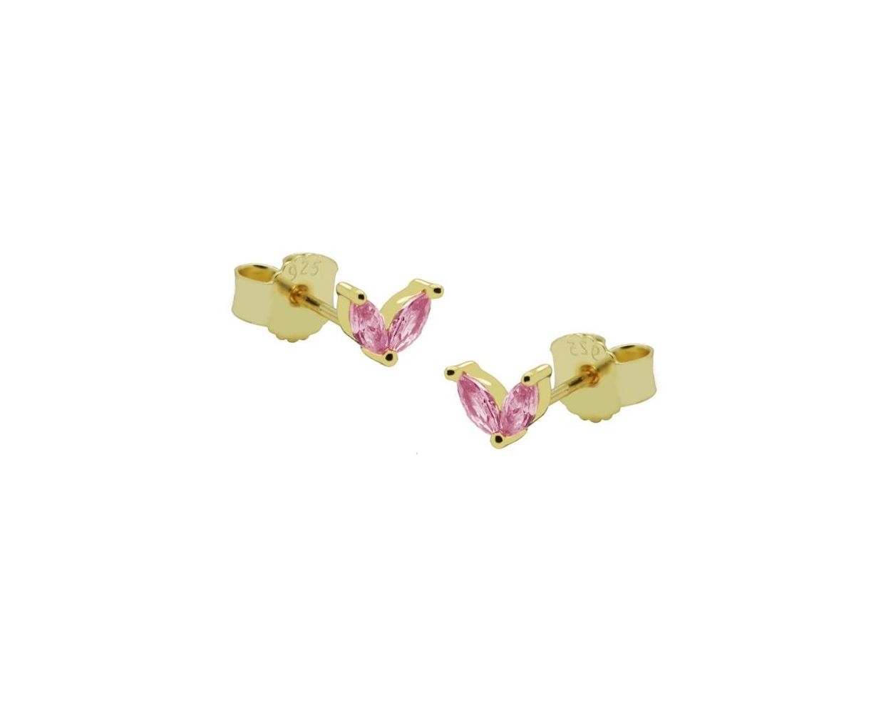 Symbols Zirconia Double Pink Leaves - Gold Color