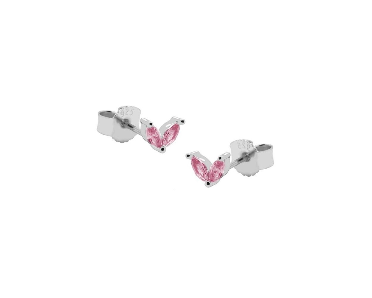 Symbols Zirconia Double Pink Leaves - Silver