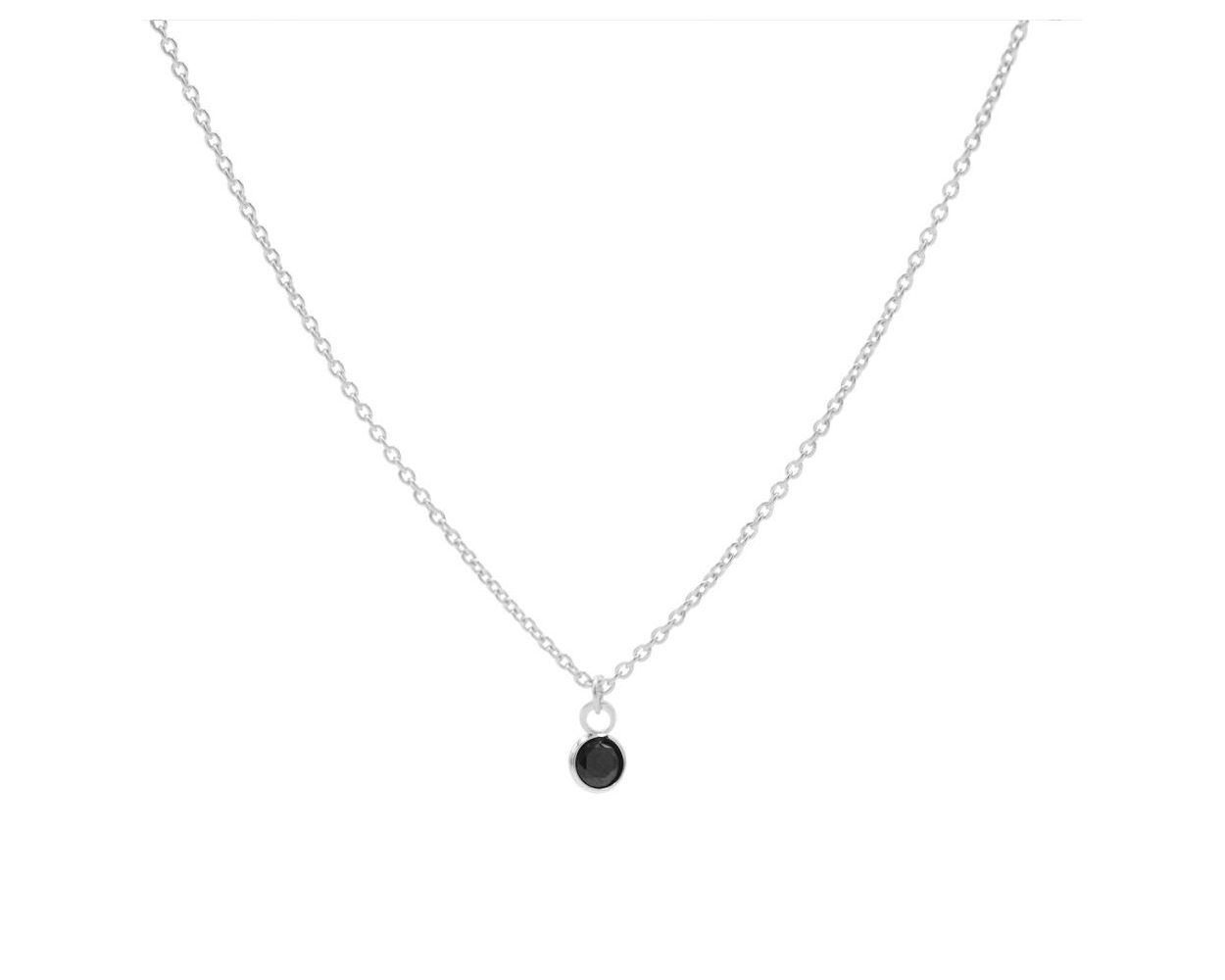 Karma Necklace Black Zirconia Dot - Silver