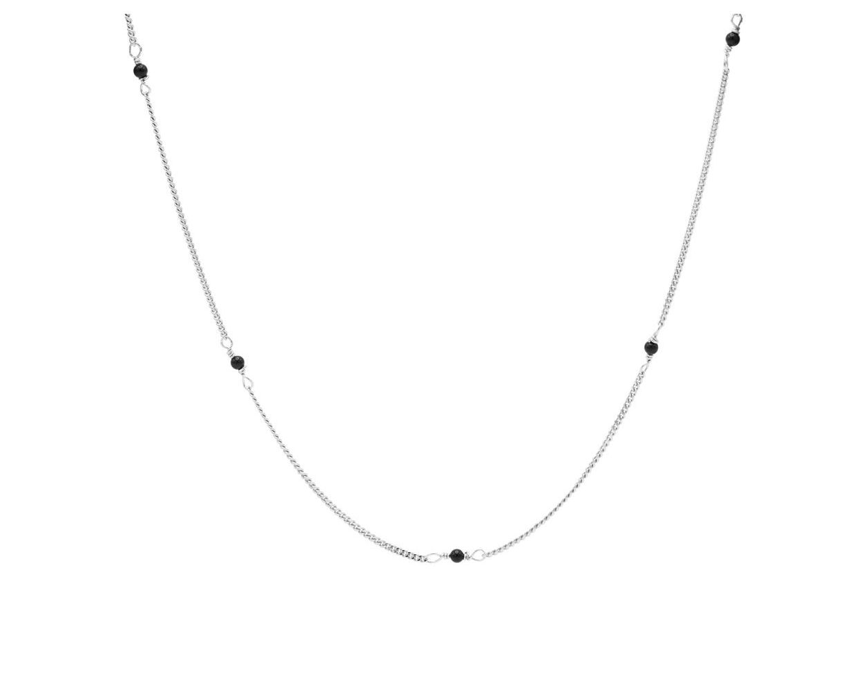 Karma Necklace Tiny Onyx - Silver