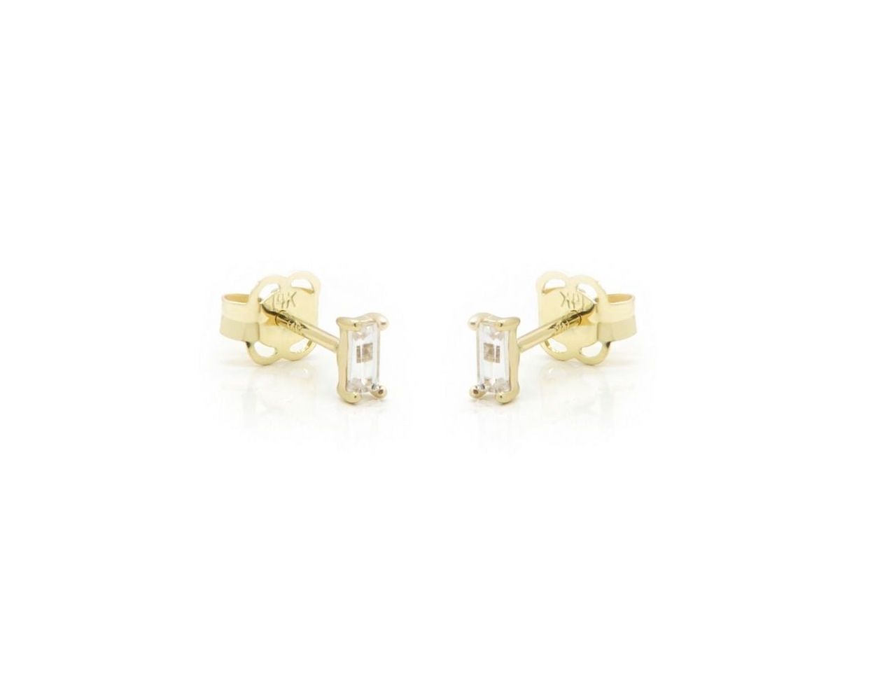 Karma Earstuds Zirconia Baguette - 14K Gold